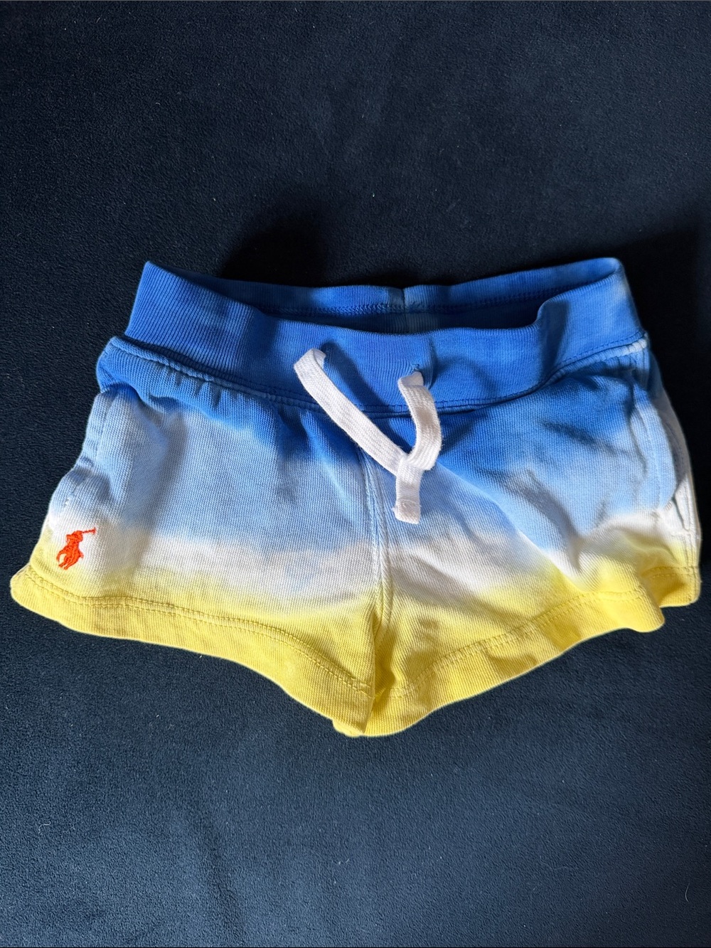 Polo by Ralph Lauren Blue, White & Yellow Ombre Knit Athletic Shorts